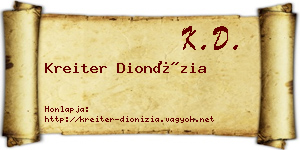 Kreiter Dionízia névjegykártya